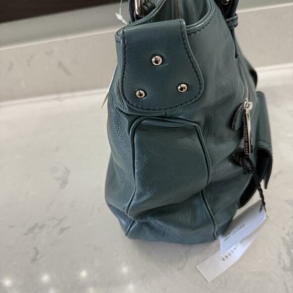 Marc Jacobs Stella Leather Tote Shoulder Handbag Purse Peacock Blue Silver New - Picture 9 of 16
